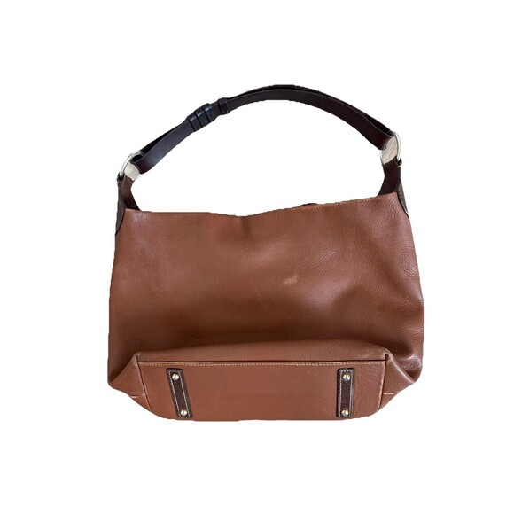 Dooney and Bourke Leather O-Ring Sac Brown Pebbled Large Satchel Shoulder Bag - Picture 1 of 16